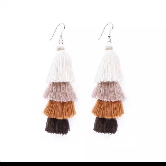 Beautiful Zara Earth Tone Tassel Earrings - Picture 2 of 4